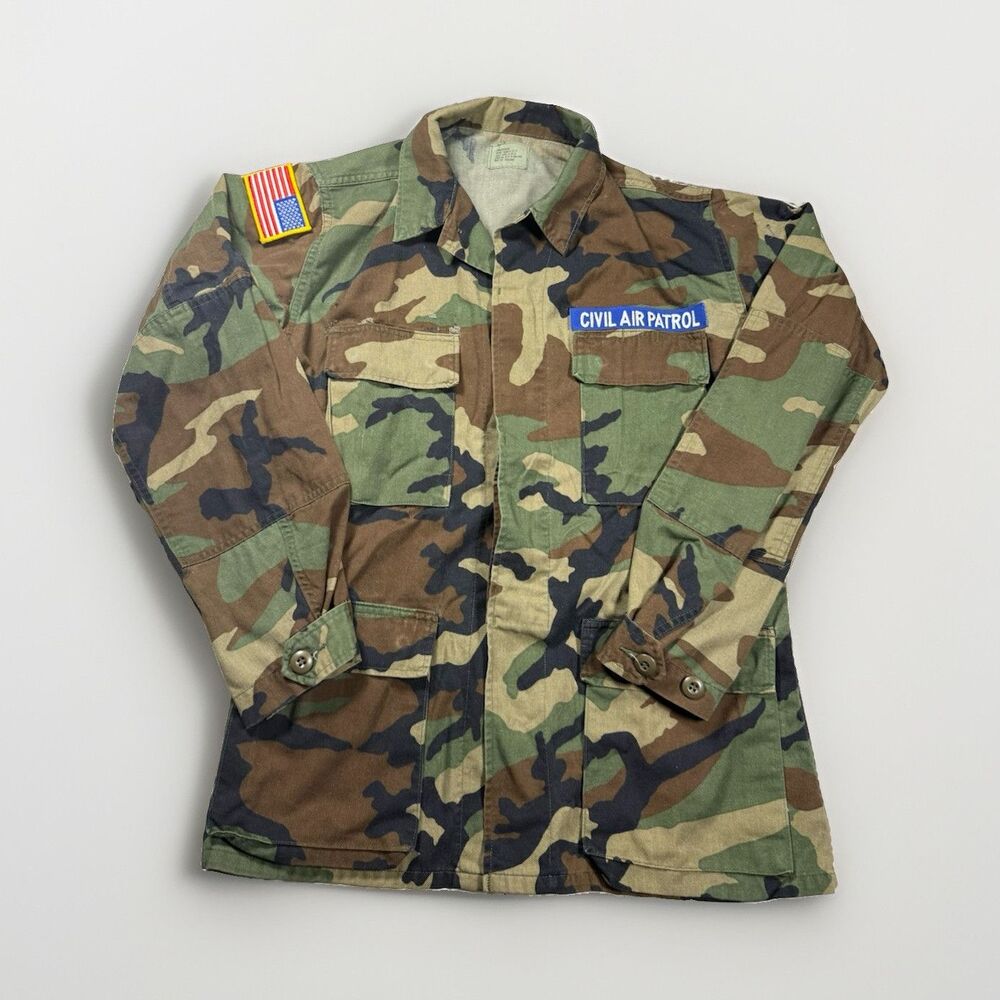 Civil Air Patrol Men’s Woodland Camouflage Field‎ Jacket w/ Patches Size S